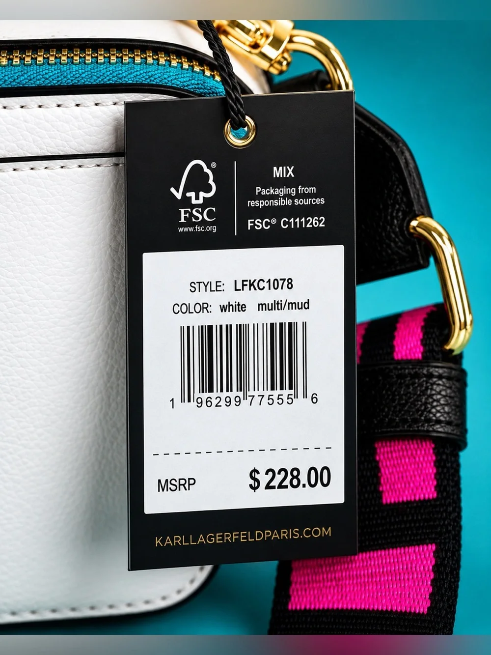 Karl Lagerfeld Paris Simone White Crossbody Camera Bag Multicolor Studs NWT